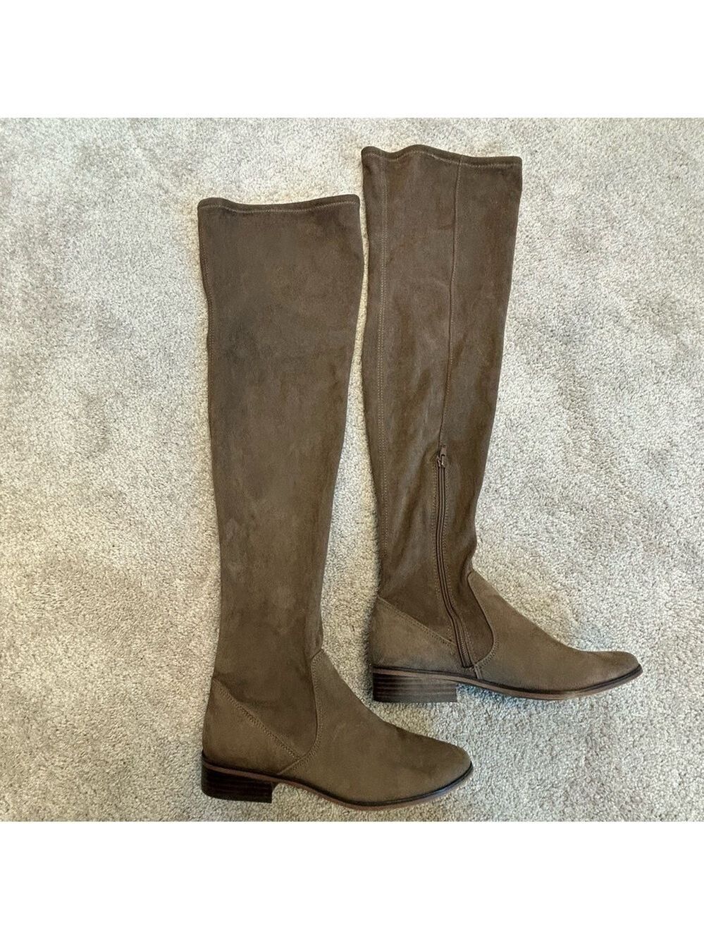 Aldo chocolate brown faux suede knee-high over the knee flat heeled boots Sz 9
